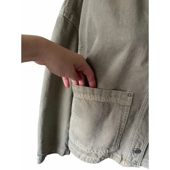 Zara Oversized Jacket Shacket Utility Cotton Green Small - Picture 8 of 10